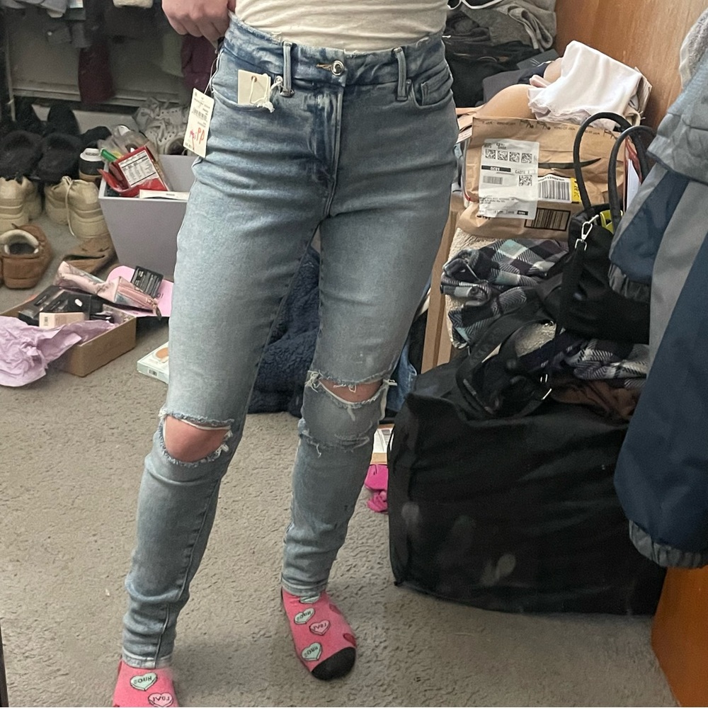 Good American “Good Legs” Ripped Skinny Jeans